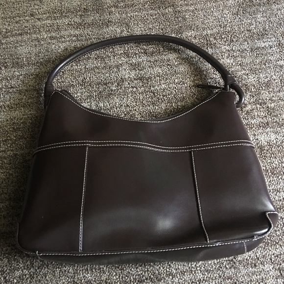 Brown purse w/white stitching - Picture 1 of 7